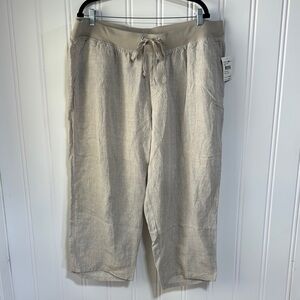 Allen Allen Tan Linen Pants